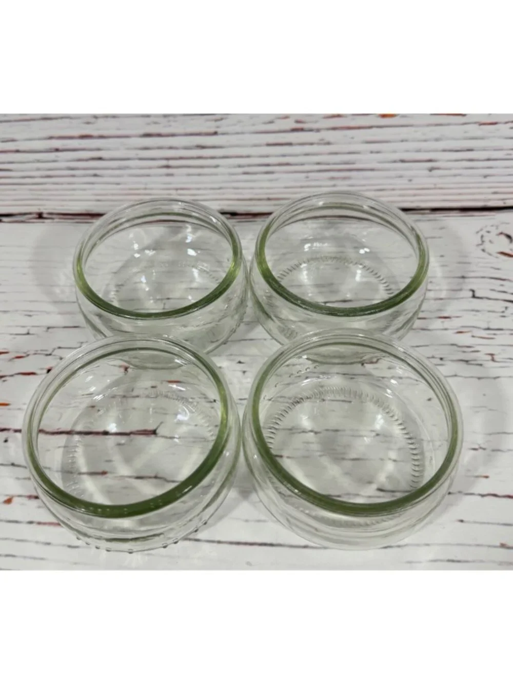 Clear Glass Dessert Ramekins Round Bowls 3.25” Set of 4 Condiments Or Prep Gü